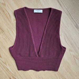 aritzia babaton sculpt knit deep v-neck tank top